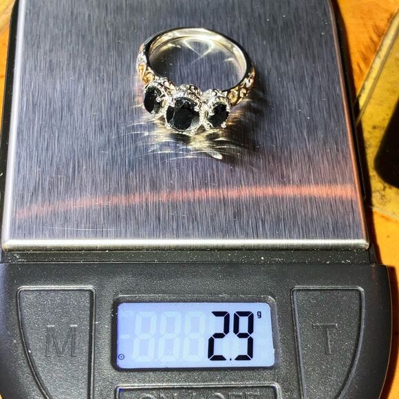 Natural Black Spinel Sterling Silver Ring Size 7 - Picture 9 of 9